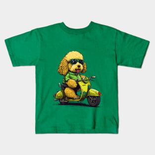 BMF Golden Doodle Riding Scooter Kids T-Shirt